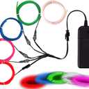 MaxLax EL Wire, Noise Reduction Neon Light 5 in 1 Meter (red,White,Blue,Green,Pink), Electroluminescent Wire for Halloween Decoration, Christmas Party, DIY Decoration (Colorful)