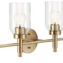 Kichler Madden 4-Light Bathroom Vanity Light Fixture with Clear Glass Shades in Champagne Bronze, Modern Wall Mount for Single or Double Vanity Over Mirror (10.5" x 34"), 55186CPZ