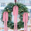 Large Velvet Christmas Bow 23.6x15.7 Inch Vintage Christmas Tree Topper Bows Christmas Staircase Wreath Bows for Xmas Fireplace Decoration (4, Pink)