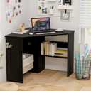 Corner Computer Desk Triangle Writing Workstation with Storage Shelf