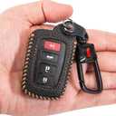 for Toyota Key Fob Cover Keychain Leather Car Key Case Fob Holder Compatible Highlander Tacoma Tundra Rav4 4Runner Camry Sequoia Corolla Prius (Black)