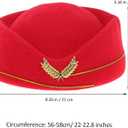 Women Air Stewardess Hat Woolen Flight Attendant Hat Stewardess Cap for Costume Cosplay Musical Performance - Size M(Red)