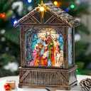 Nativity with Star Musical Lighted Water Creche with Swirling Glitter, Christmas Snow Globe Adoration of The Magi Nativity Manger Scene, Holiday Decorations Gifts for Family, Children or Friends