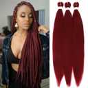 Burgundy Braiding Hair Pre Stretched Wine Red EZ Braiding Hair Yaki Texture Crochet Twist Hair for Braid Yaki Texture Synthetic Braiding Hair Extensions(900#,3packs,26inch)