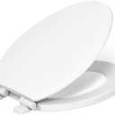 KOHLER 20454-0 Ridgewood Elongated Soft Close Toilet Seat, Quiet Close, Wood Toilet Seat, Home Essentials, White