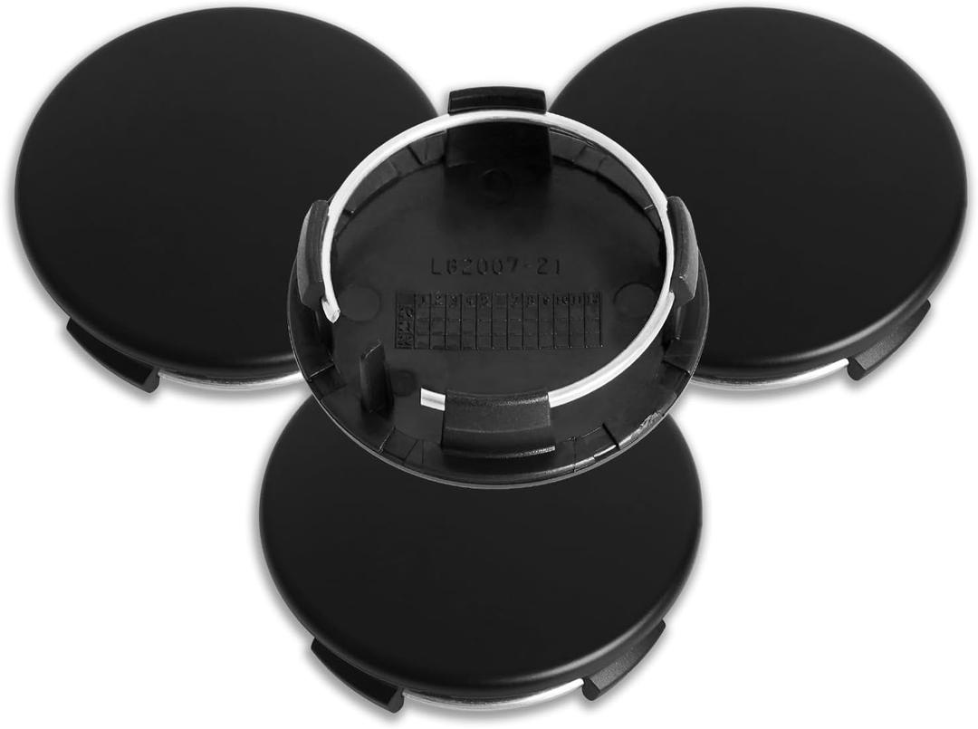 InnoCaptain 2.25Inch 57MM Wheel Center Caps for Tesla Model S Model X Model Y Model 3 Rivian R1T Rim Hub Caps 6005879 00 A, Pack of 4 (Gloss Black, Outer 57MM, Inner 50MM)