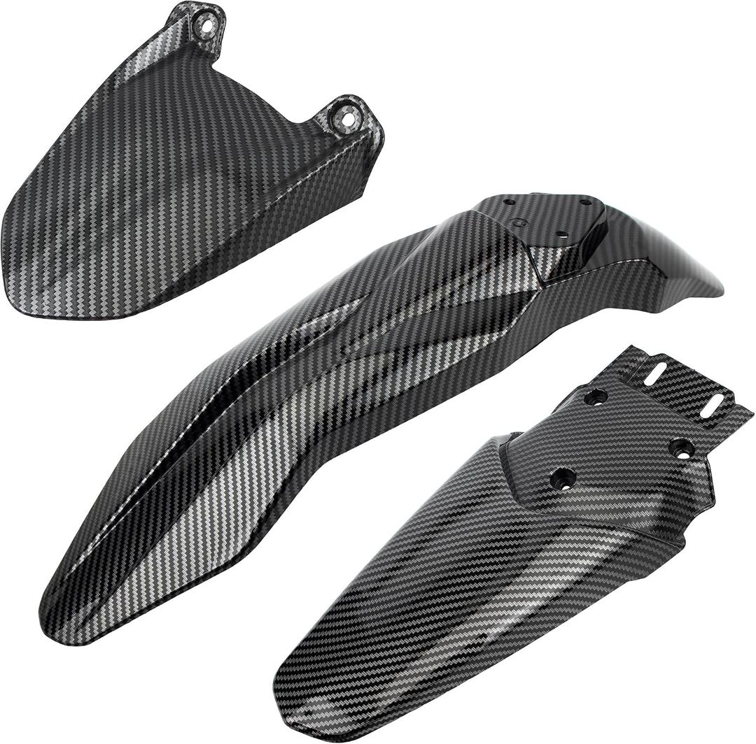 Motorcycle Fender Set Shock Front Rear Mudguard Fender Protector Compatible with Talaria Sting MX3 MX4 Electric Dirt Bike Imitation Carbon Fiber