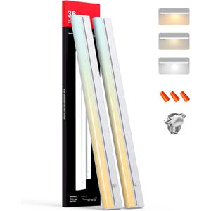 Hardwired Under Cabinet Lighting, 36-inch 3CCT (3000K Soft/4000K Cool/5000K Daylight) with Triac Dimmable, 20W Linkable Under Counter Lights for Kitchen, CRI 97, 120V, 288 LED 2000 Lumen, White-2 Pack