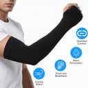 Grevosea 2 Pairs Arm Sleeves for Women, Cooling UV Sun Protection Golf Sleeves Sports Compression Tattoo Cover Up Sleeve (Black)