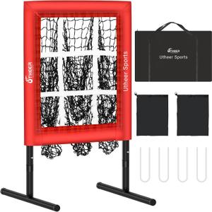 Utheer 9 Hole Pitching Net with Strike Zone, Accuracy Trainer | Adjustable height strike zone with 9 targets; helps sharpen pitch control and repeat location drills for backyard practice