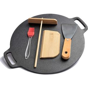 Household Uncoated Pan Egg Pancake Tool Set-Extra Heavy Cast Iron Pancake Pan, Healthy Iron Frying Pan Kitchen Non-Stick Skillet (Diameter 30CM)