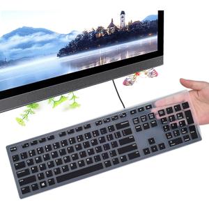 Keyboard Cover for DELL KB216 KB216b KB216t KB216d KB216p Wired & KM636 & Dell Optiplex 5250 3050 3240 5460 7450 705, Dell Inspiron 24" 27" 7700/7790/3475/3670/3477 All-in one Desktop Keyboard -Black