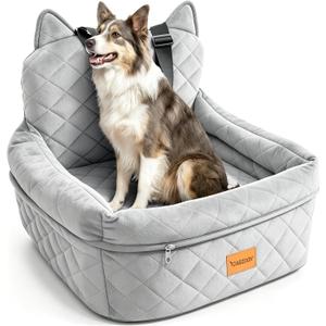 Dog Booster Car Seats for S/M Dogs Up to 35lbs,Pet Car Seat/Travel Bed with Washable&Removable Cover,Storage Pockets,Dog Safety Belt and Elevated Cushion Fits in Front/Back Seat