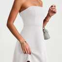 PRETTYGARDEN Women's Strapless Mini Summer Dress 2026 Spring A Line Tube Top Wedding Guest Cocktail Party Short Dresses (White, XS)