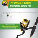 Fiberglass Fishing Pole - Strike Series 78-Inch Collapsible Rod and Spinning Reel Combo, EVA Handle, Pre-Spooled Reel, Fishing Gear for Catching Walleye, Bass, Trout, and More by Wakeman
