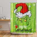 Shower Curtains Christmas Decorations,Holiday Bathroom Shower Curtain Set with Hooks 72" * 72"(Style 2)
