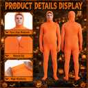 Halloween 6 Pcs Yellow Mustache and Eyebrows Costume Set Orange Bodysuit M