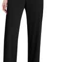 DLOODA Womens Dress Pants High Waisted Stretchy Straight Leg Work Pants | Office Business Casual Slacks with Pockets (Black, XL)