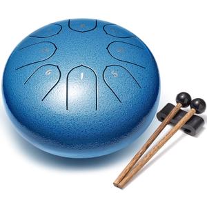 Lronbird Steel Tongue Drum Percussion, 6 Inch 8 Notes Musical Instruments, Music Gifts for Family Friends (Seablue)