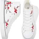 kufeiti Women's High Top Canvas Sneakers Canvas Shoes Lace up White Black Sneakers Casual Walking Shoes.8