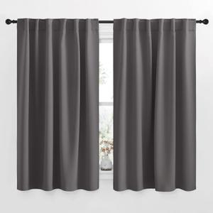 NICETOWN Blackout Curtain Panels for Living Room - (Grey Color) 52x54 inch, 2 Panels Set, Room Darkening Blackout Drapes for Window