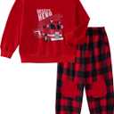 Arshiner Boys Pant Sets Long Sleeve Shirts and Pants Crewneck Sweatshirt for Fall Winter (4-5T, Red & Black)