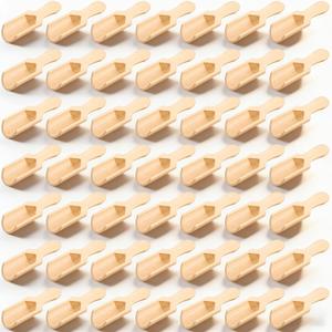 100 Pack Mini Wooden Spoons for Jars, Small Bath-Salt Scoops Mini Scooper Wooden Candy Spoon Washing Powder for Sugar Scrubs, Bath-Salts, Cooking