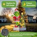 Green Monster Solar Garden Statue with Christmas Tree and 6 LED Lights - Outdoor Figurine - Glossy Resin - Waterproof - Spot Clean - Christmas Decor