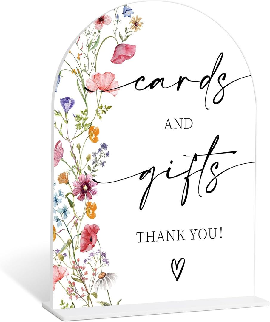 Cards and Gifts Table Sign, Boho Style Acrylic Table Signs and Base for Wedding Reception and Bridal Shower, Engagement Party Decorations, Bridal Shower Decor, Party Supplies and Decorations-11