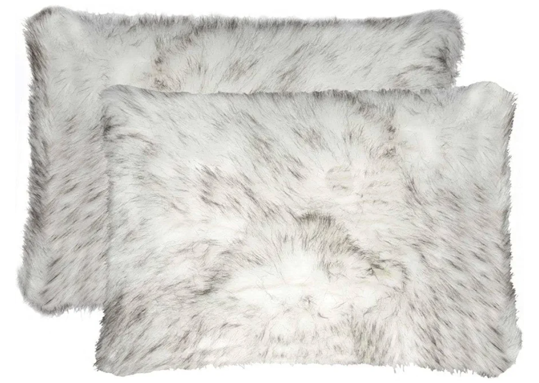 HomeRoots 2 -Piece 20-in x 12-in Gray Rectangular Indoor Decorative Pillow