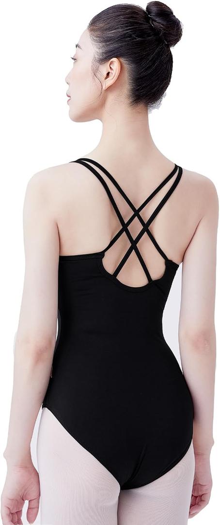 Ballet Leotards for Women, Camisole/Lace Women Dance Leotard for Ballet, Gymnastics (XXS, Black (Crisscross Back))