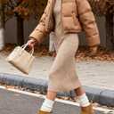 SHIBEVER Winter Ankle Boots Women Platform Suede Snow Booties Warm Fur Anti-Slip Waterproof Comfortable Outdoor Shoes (Brown)