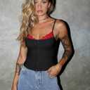 Women’s Slim Fit Sleeveless Lace Trim Tank Top Cami for Date Night (Black, M)