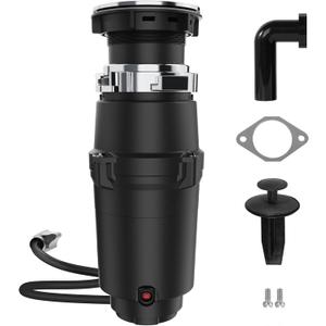 1/2 HP Garbage Disposal, 3000RPM Food Disposal, 1.1L Sink Garbage Disposal Low Noise Garbage Disposer for Kitchen