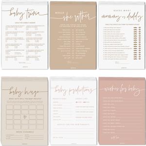 GardenCity Baby Shower Games for Girl - Set of 6 Boho Baby Shower Games for 25 Guests, Double-Sided Cards, Gender Neutral