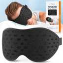 LitBear Breathable Sleep Mask, 3D Eye Mask Sleep for Side Sleepers Women Men, Light blocking Sleeping Mask with Adjustable Strap, Soft Lightweight Eye Cover for Travel, Night Work, Nap, Office - Black
