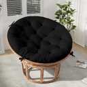 Papasan Chair Cushion, Papasan Circle Chair Cushion Tufted with Corduroy Cover (Without Chair) for Bowl Chair, 45 X 45 Inch, Black
