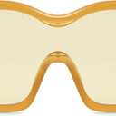 Oversized Trendy Wrap Around Sunglasses for Women Men - Cool Concert shades 2000s Retro Round Big Shield Glasses (Yellow)