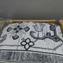 Lessymo 8 x 10 Area Rugs for Living Room- Machine Washable Area Rugs Boho Faux Wool Low Pile Area Rug for Bedroom, Floral Medallion Vintage Rugs with Non-Slip Rubber, Kid & Pet Friendly, Grey White