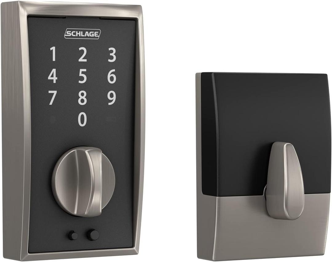 Schlage BE375 CEN 619 Touch Century Deadbolt, Electronic Keyless Entry Lock, Satin Nickel