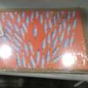 Framed Sardine Canvas Wall Art,Orange Coastal Fish Picture Wall Decor, 24"L x 16"W