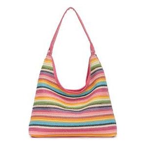 Straw Handbags Women's Summer Beach Straw Bucket Tote Bag Straw Woven Handbag Tassel Shoulder Bag Purse