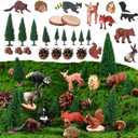 Sratte 26 Pcs Forest Animals Figures Playset,10 Animals Figures 9 Model Trees 3 Acorn 4 Pinecone Animal Figurines Diorama Supplies for Cake Toppers Gift Birthday Party Decor