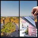 One Way Privacy Window Film,Premium PET Material,Daytime Reflective Heat Control Anti UV Door Sticker,Window Tint for Home Office Living Room,Mercury Blue,23.6 Inch x 6.5 Feet