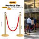 Stainless Steel Stanchion Post Queue 5 ft Red Velvet Rope Red Carpet Ropes and Poles Crowd Control Barriers Sand Injection Hollow Base and Velvet Ropes Set for Party Supplies (8 Pieces, Gold)