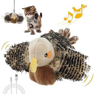 Gigwi Interactive Cat Toys for Indoor Cats, Rechargeable Motion Activated Cat Toy, Automatic Flapping and Chirping Cat Toy with Catnip, Beating Wings Hanging