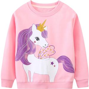 Toddler Girl Cotton Long Sleeve Sweatshirt Christmas Clothing 2-9Y (6-7 Years, #Pink Unicorn)