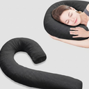 Body Pillow for Adults - Soft Long Bed Pillows Insert for Sleeping - Shredded Memory Foam and Removable Washable Cover - Swan Shaped Pregnancy Side Sleeper Pillow 49 Inch (Beige)