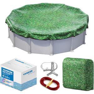 18 ft Above Ground Round Pool Cover, Floral Serenity Design, Extra Thick & Durable, Sapphire Series of Premium Cold and UV-Resistant Pool Cover