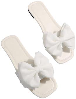 Verdusa Women's Bowknot Flat Sandals Summer Open Toe Slide Slip On Sandals, size 37